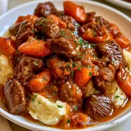 Savory Irish Beef Stew with Mashed Potatoes