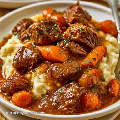 Irish Beef Stew with Mashed Potatoes Recipe Card