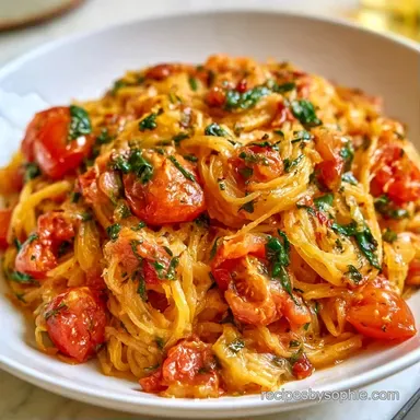 Roasted Spaghetti Squash with Tomatoes Recipe Card