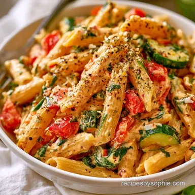 Ricotta Vegetable Pasta in 30 Minutes Recipe Card