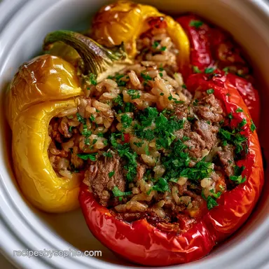 Stuffed Bell Peppers with Ground Beef Recipe Card