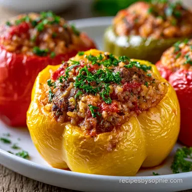 Stuffed Peppers with Ground Beef Recipe Card