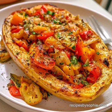 Veggie Spaghetti Squash for 4 Servings Recipe Card