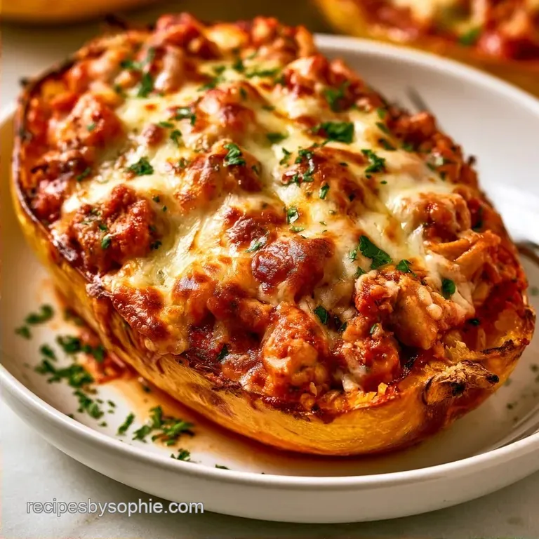 Healthy Chicken Parmesan Stuffed Spaghetti Squash