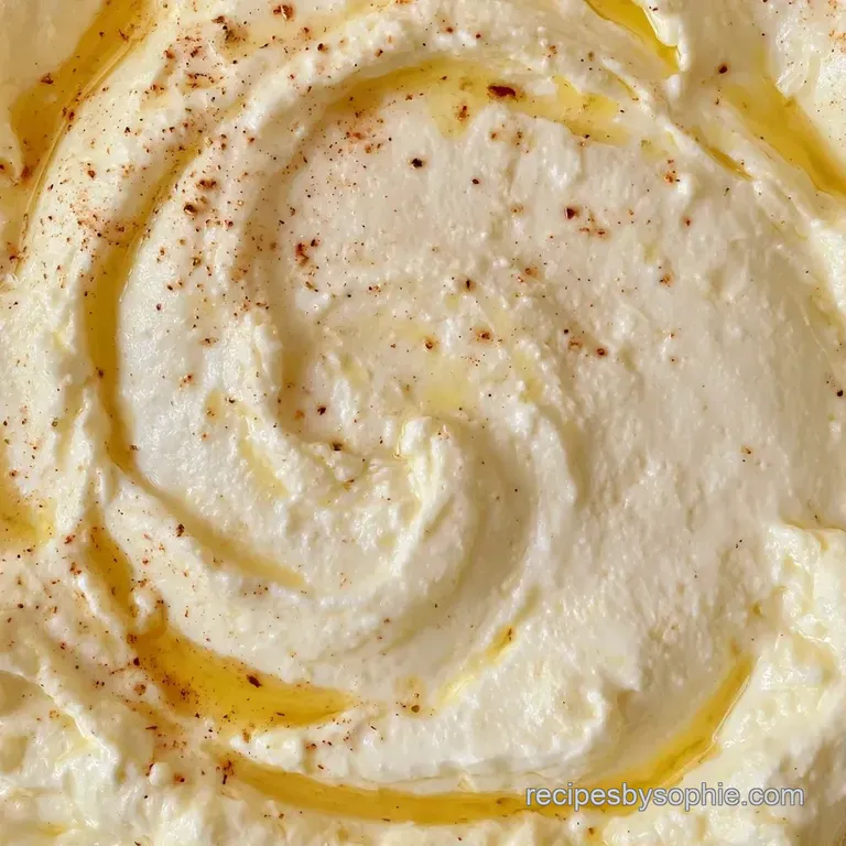 A smooth mound of white cream topped with glistening golden honey and a mint leaf on a minimalist slate plate.