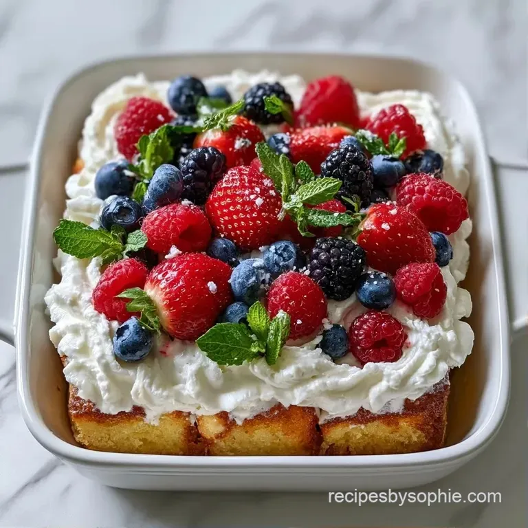 Elegant glass bowl showing alternating layers of creamy white mascarpone, golden cake, and glossy berries.