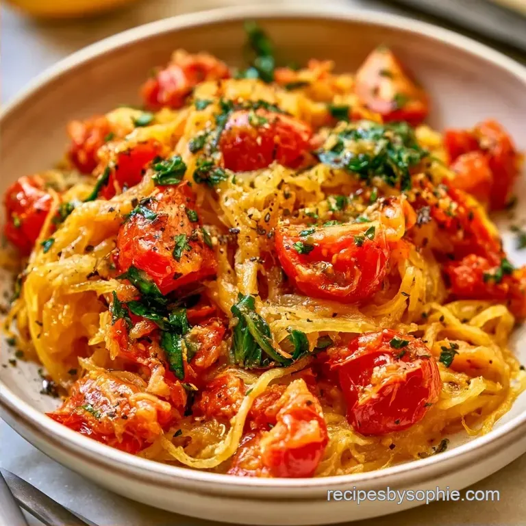Mediterranean Spaghetti Squash with Tomatoes and Spinach